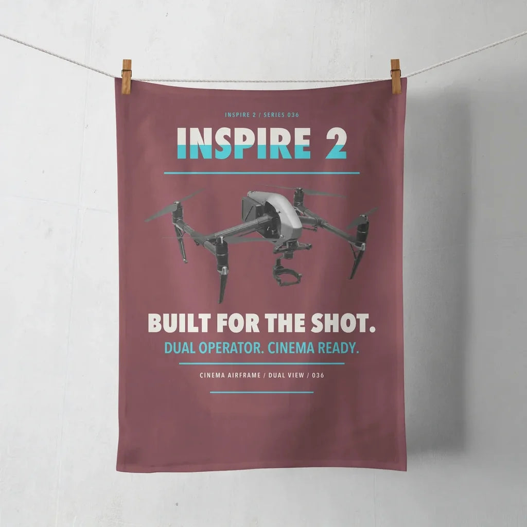 DJI Inspire 2 design on dark red towel