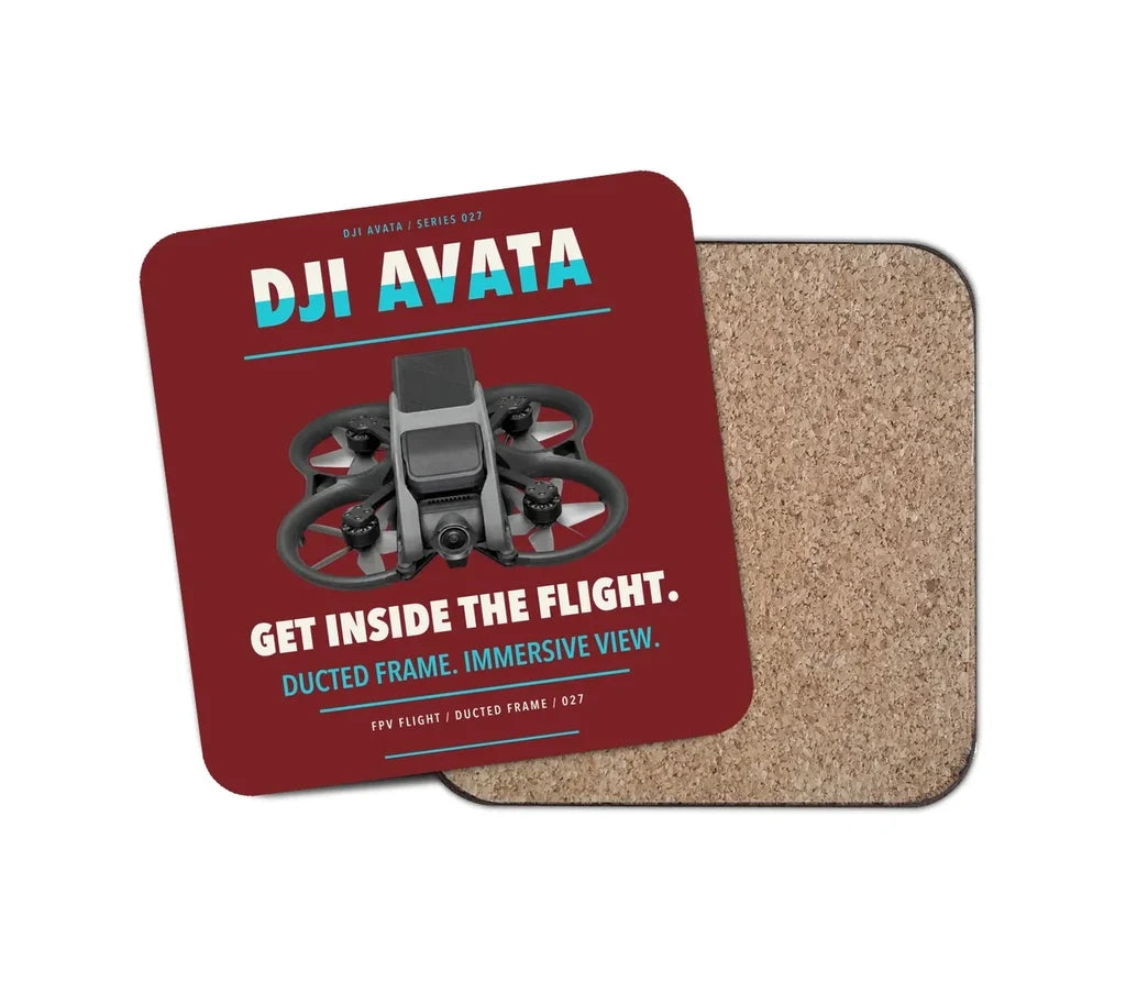 DJI Avata design on dark red 1 piece coaster