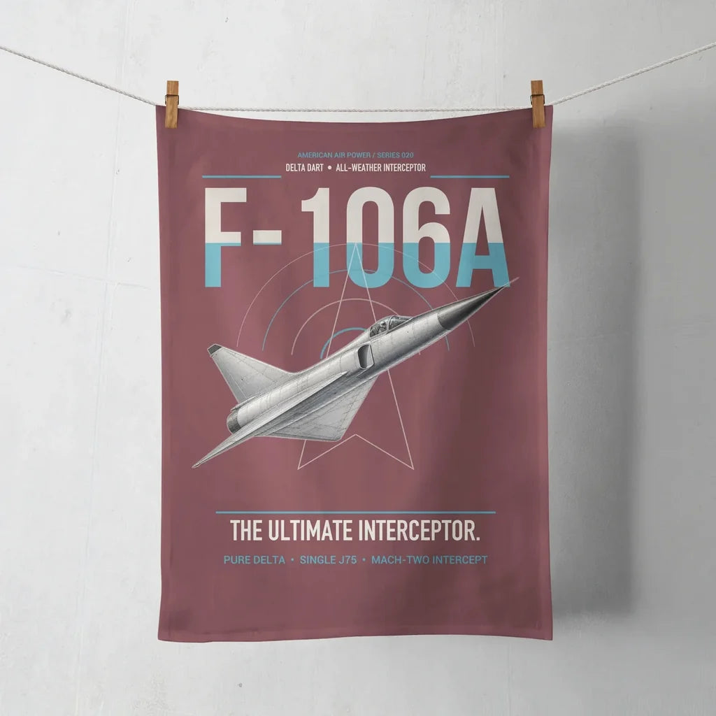 F-106A Delta Dart design on dark red towel