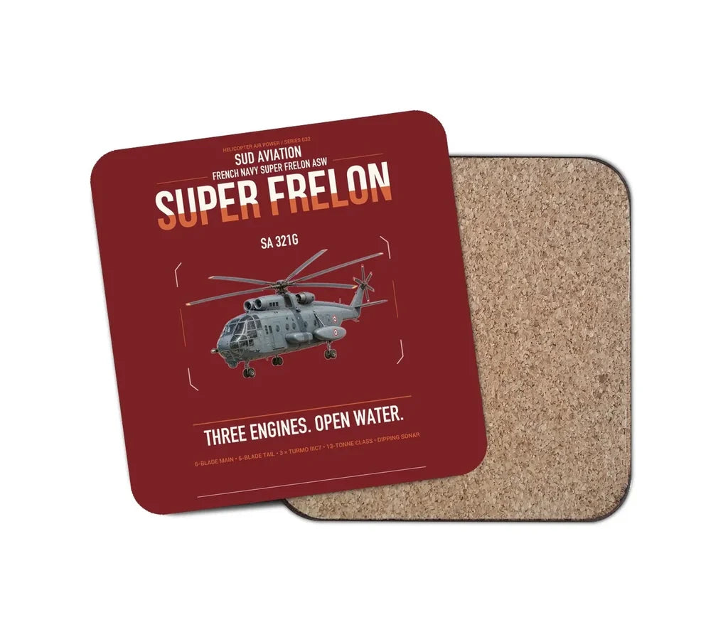 Sud Aviation SA 321G Super Frelon design on dark red 1 piece coaster