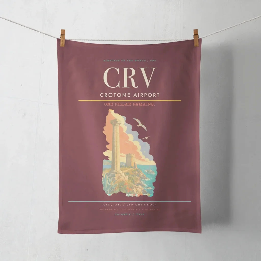 Crotone Airport (CRV) design on dark red towel