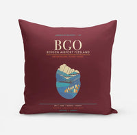 Thumbnail for Bergen Airport Flesland BGO - Seven-Rain Fjord Tapestry - Dark Red