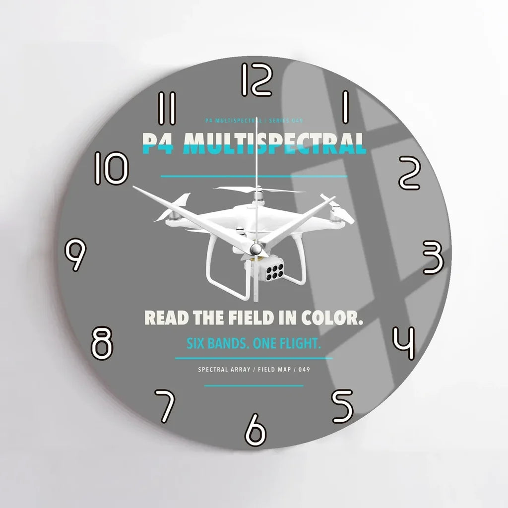 DJI P4 Multispectral design on gray no frame wall clock