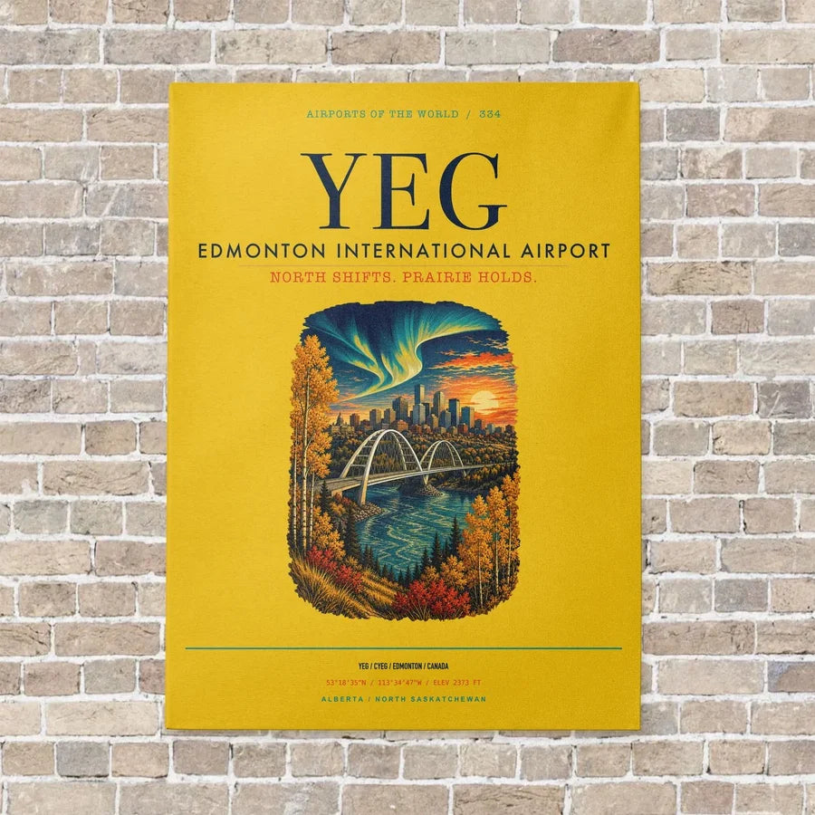Edmonton International Airport YEG vertical canvas print - no frame - yellow background