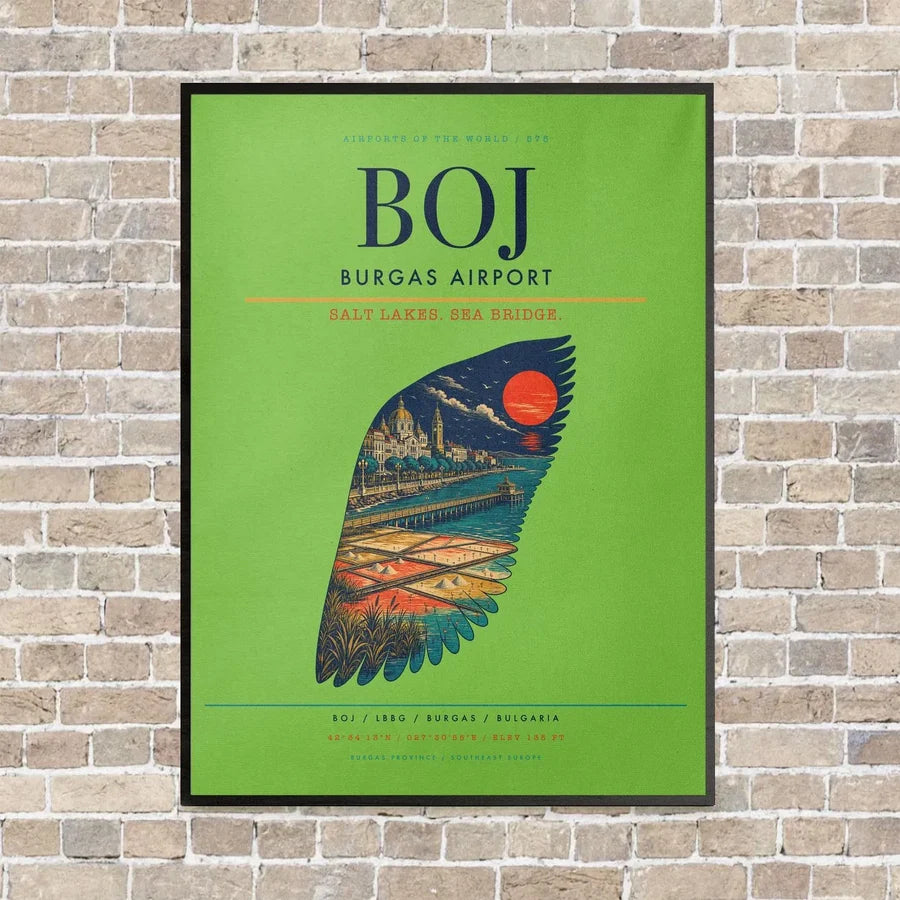 Burgas Airport BOJ - Canvas Framed - Light Green