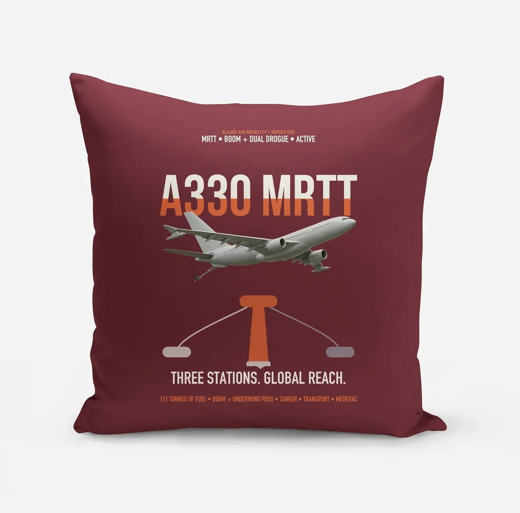 Airbus A330 MRTT design on dark red pillow