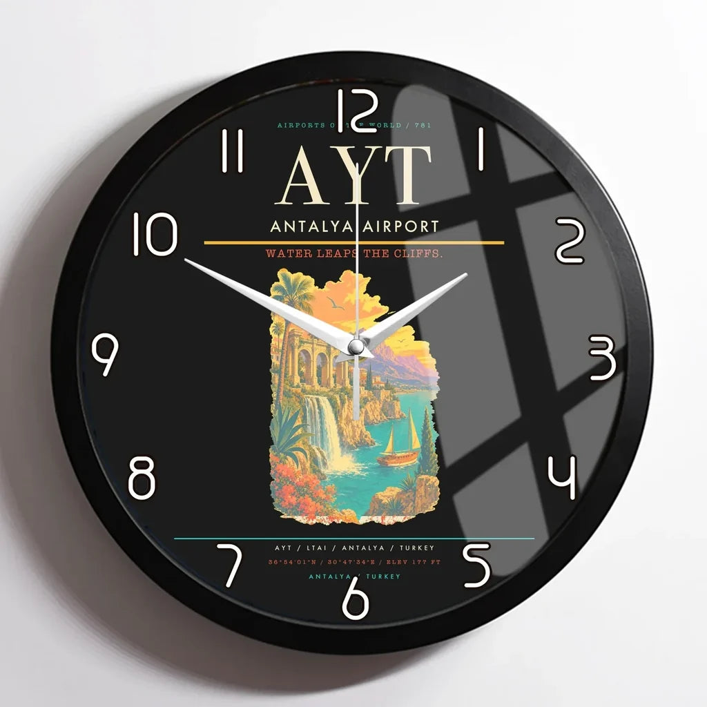 Antalya Airport AYT Wall-Clock Framed - Black