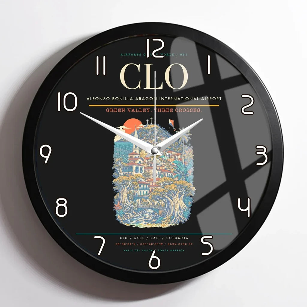 Alfonso Bonilla Aragon International Airport CLO Wall-Clock Framed - Black