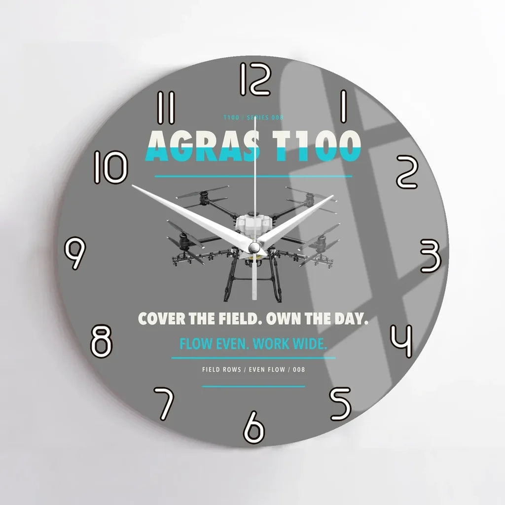DJI Agras T100 design on gray no frame wall clock