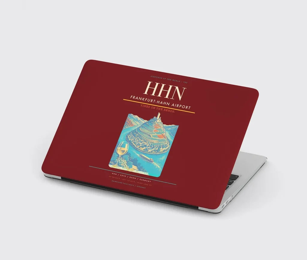 Frankfurt-Hahn Airport (HHN) design on dark red MacBook case