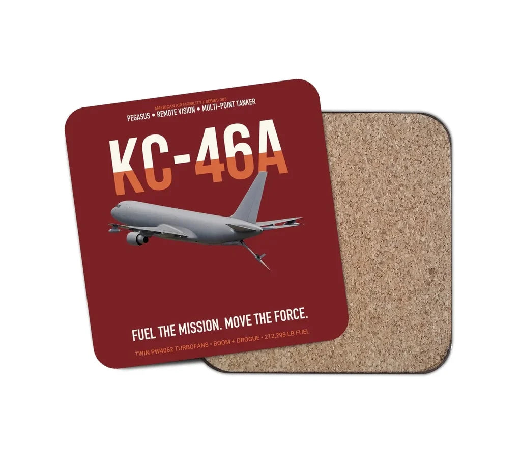 KC-46A PEGASUS design on dark red 1 piece coaster