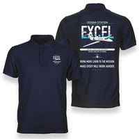 Thumbnail for Cessna Citation Excel design on navy blue double-side polo t-shirt, double-side print