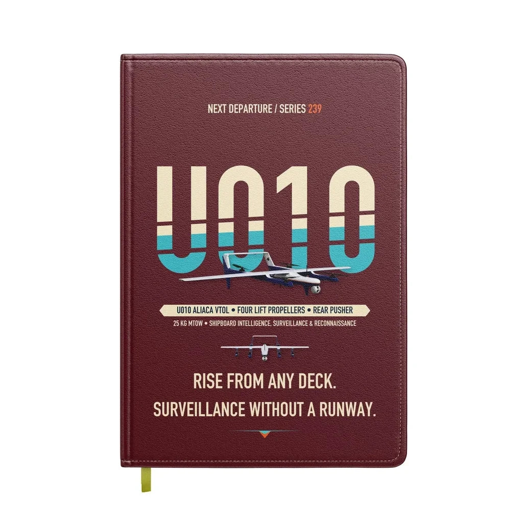 Airbus U010 Aliaca VTOL design on dark red notebook