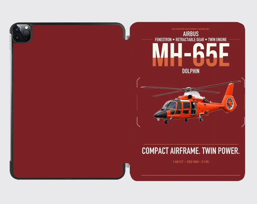Airbus MH-65E Dolphin design on dark red ipad tablet case