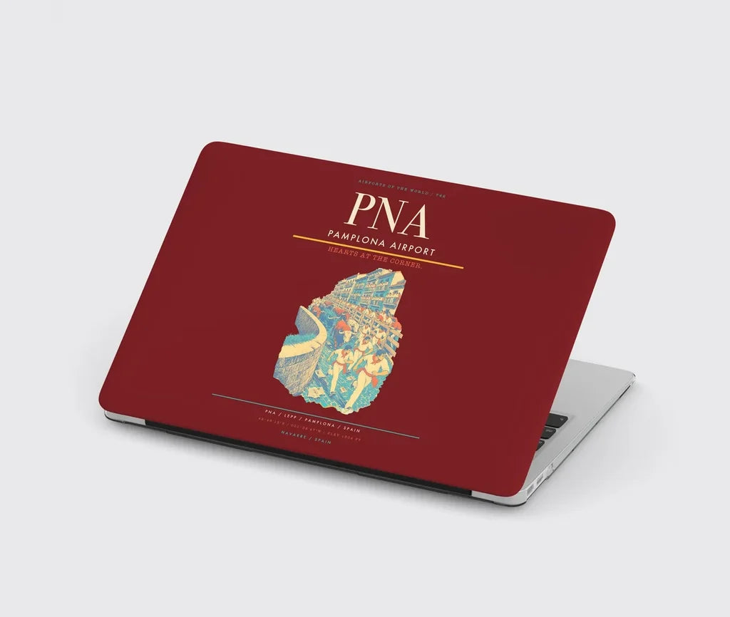 Pamplona Airport (PNA) design on dark red MacBook case