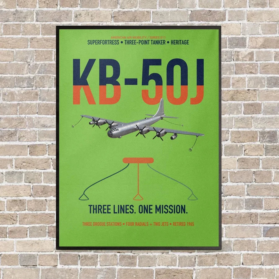 KB-50J Superfortress vertical canvas print - framed - light green background