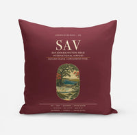 Thumbnail for Savannah-Hilton Head International Airport (SAV) design on dark red pillow
