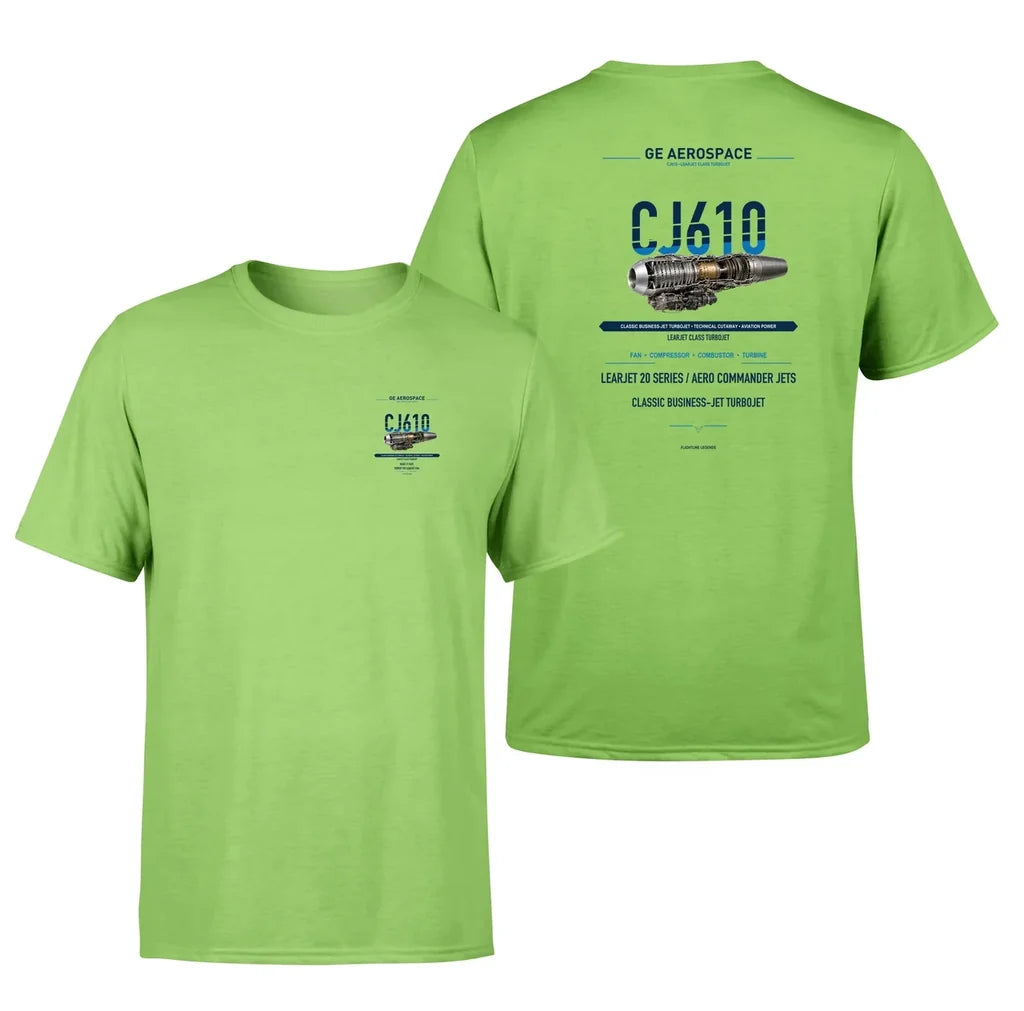 CJ610 design on light green t shirt