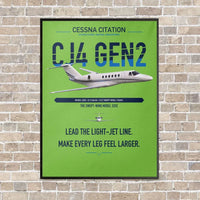 Thumbnail for Cessna Citation CJ4 Gen2 vertical canvas print - framed - light green background