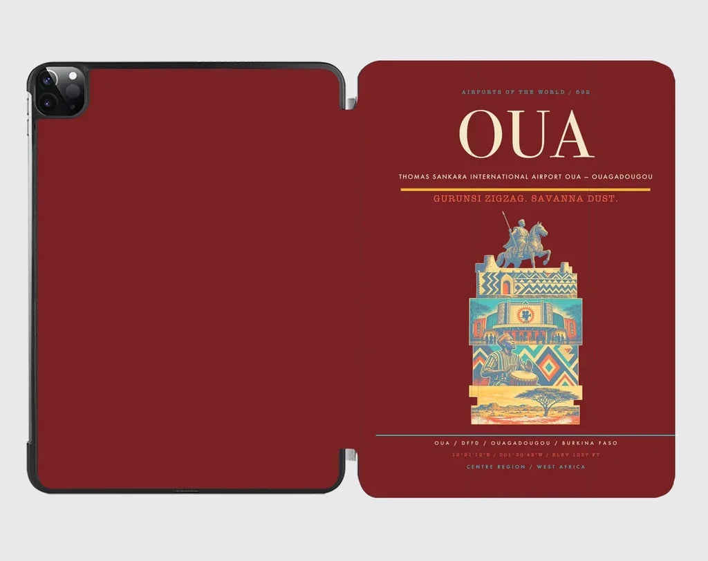 Thomas Sankara International Airport (OUA) design on dark red ipad tablet case