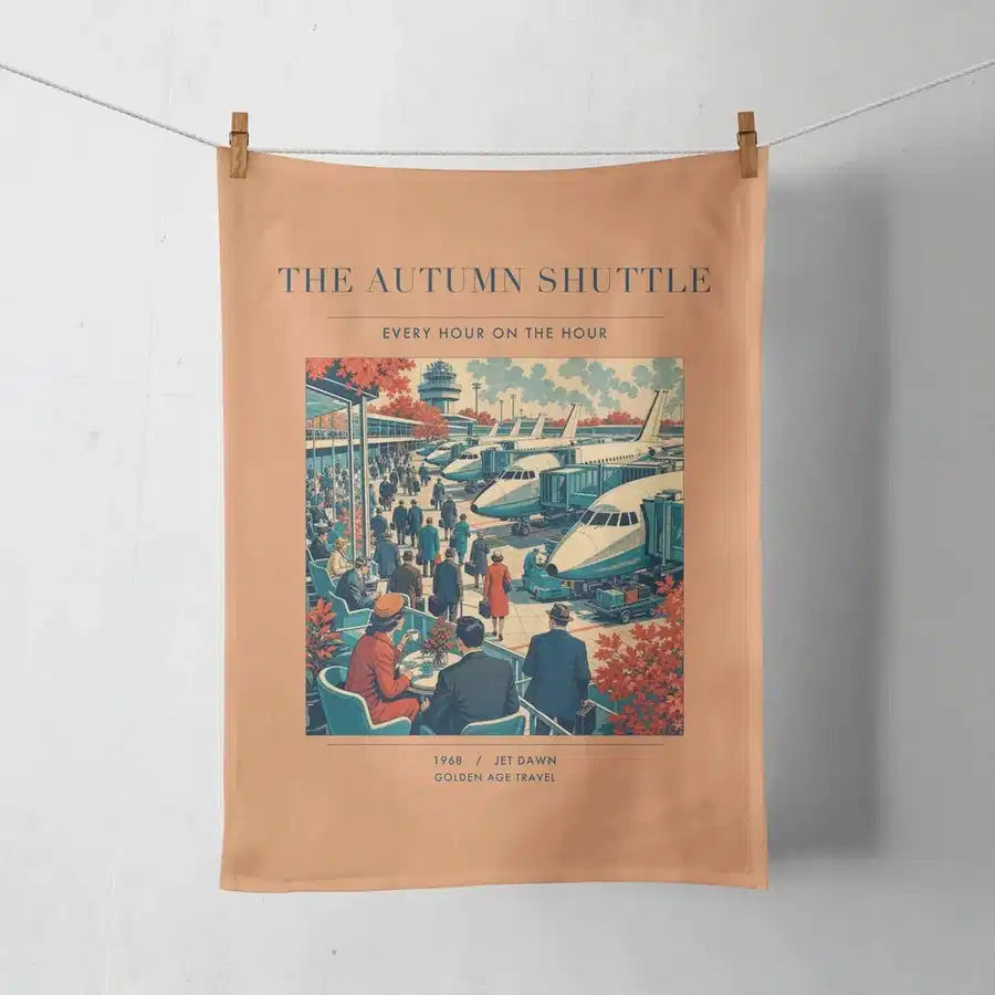 VINTAGE G4120 - The Autumn Shuttle - Designed Towels design on orange