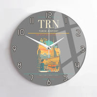 Thumbnail for Turin Airport (TRN) design on gray no frame wall clock