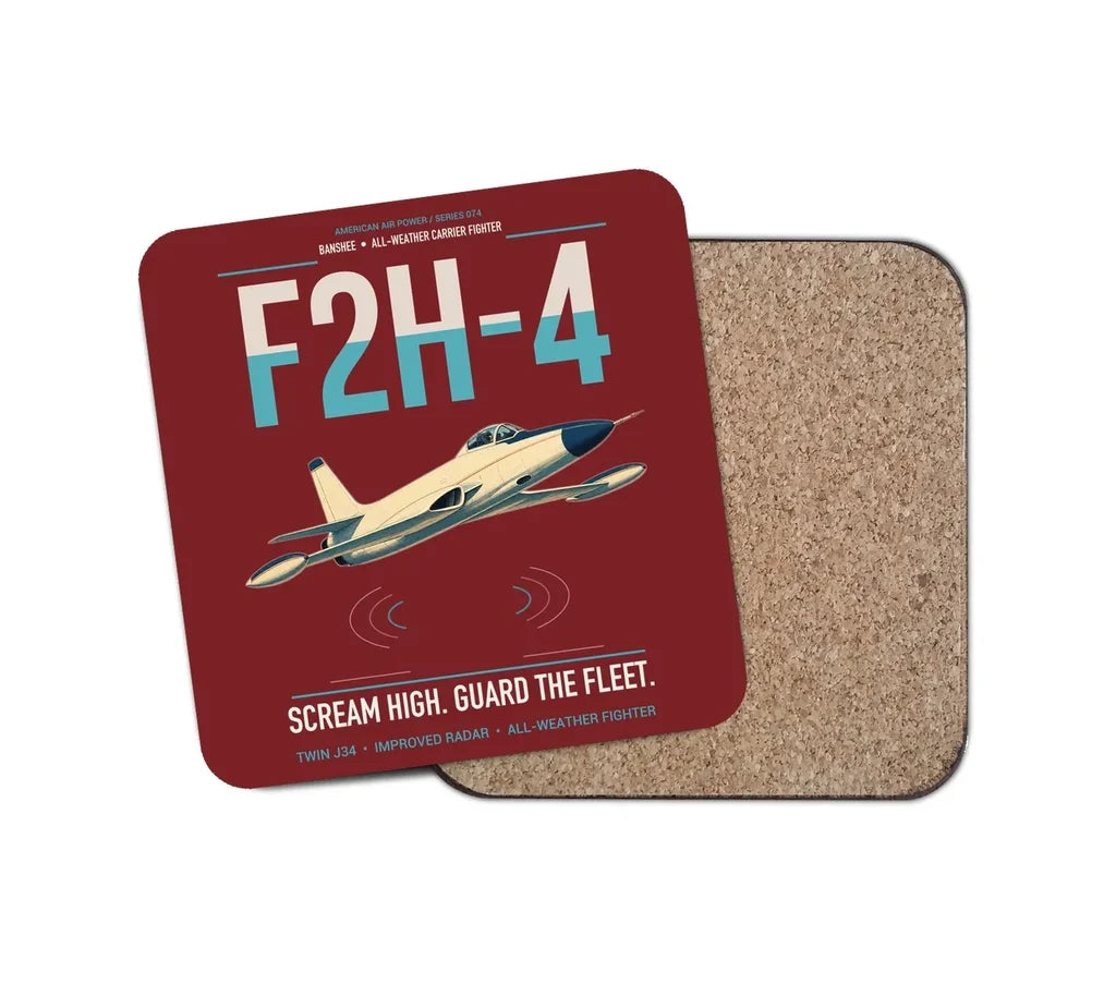 F2H-4 Banshee design on dark red 1 piece coaster