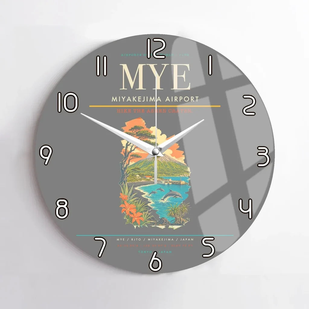 Miyakejima Airport (MYE) design on gray no frame wall clock