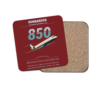 Thumbnail for Bombardier Challenger 850 design on dark red 1 piece coaster