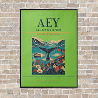 Thumbnail for Akureyri Airport AEY - Canvas Framed - Light Green