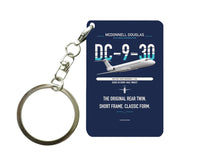Thumbnail for McDonnell Douglas DC-9-30 design on navy blue designed key chain, double-side print