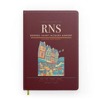 Thumbnail for Rennes–Saint-Jacques Airport (RNS) design on dark red notebook