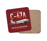 Thumbnail for C-47A Skytrain design on dark red 1 piece coaster