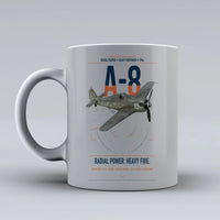 Thumbnail for Focke-Wulf Fw 190A-8 design on light gray ceramic mug, double-side print