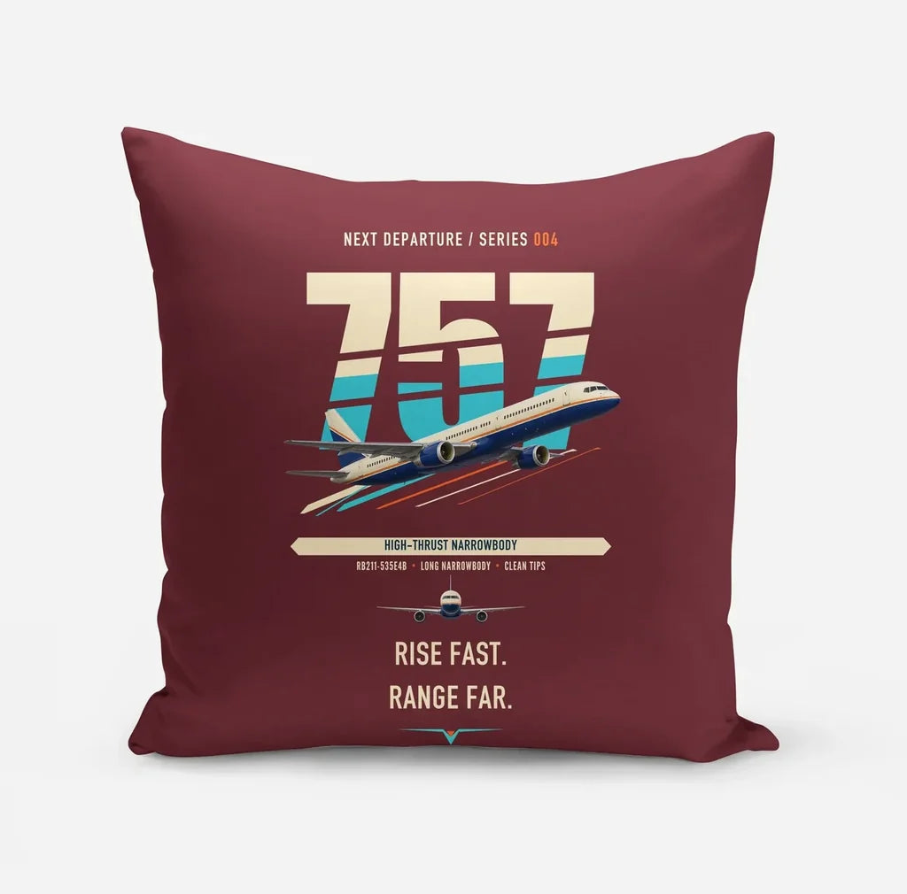 Boeing 757-200 design on dark red pillow