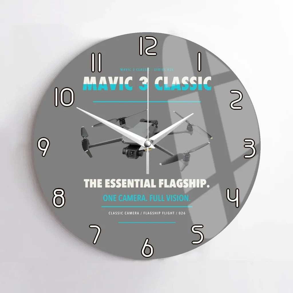 DJI Mavic 3 Classic design on gray no frame wall clock