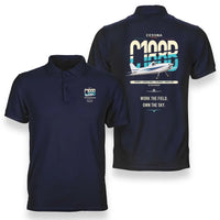 Thumbnail for Cessna A188B AgTruck design on navy blue double-side polo t-shirt, double-side print