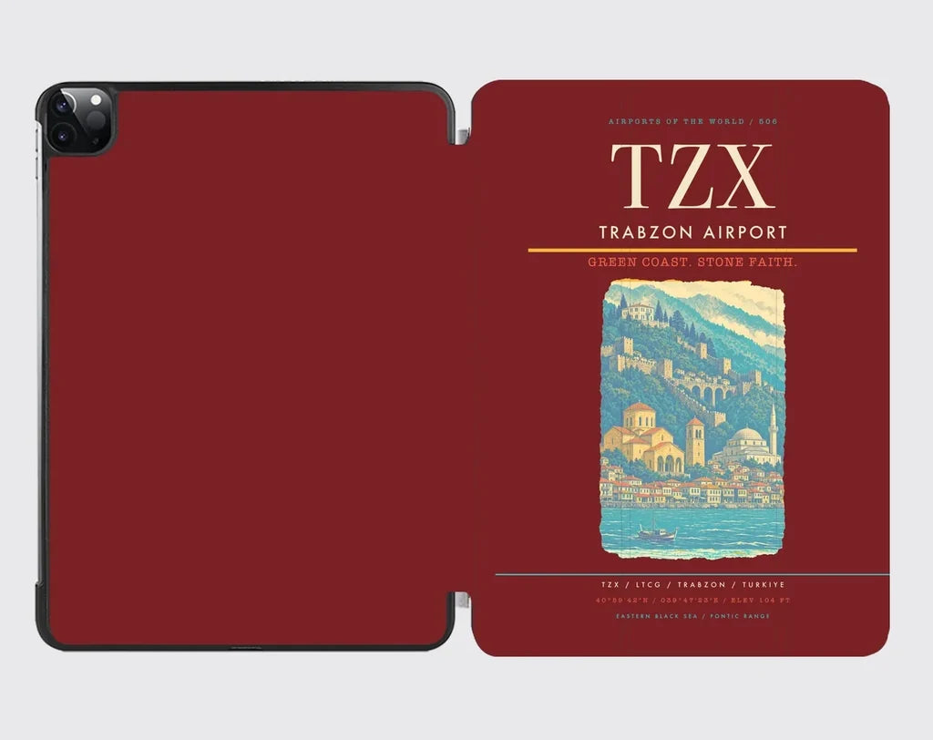 Trabzon Airport (TZX) design on dark red ipad tablet case