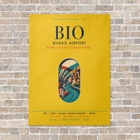 Thumbnail for Bilbao Airport BIO vertical canvas print - no frame - yellow background