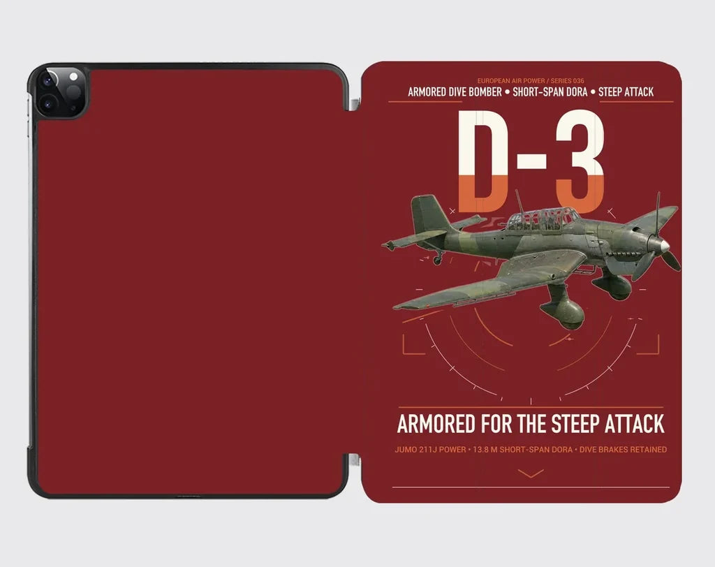 Junkers Ju 87D-3 design on dark red ipad tablet case