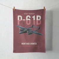 Thumbnail for P-61B Black Widow design on dark red towel