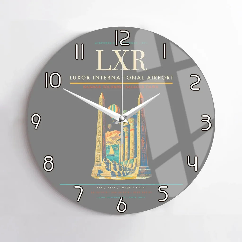 Luxor International Airport (LXR) design on gray no frame wall clock