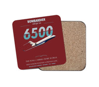 Thumbnail for Bombardier Global 6500 design on dark red 1 piece coaster