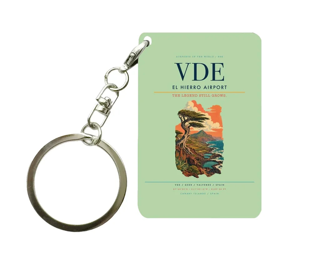 El Hierro Airport (VDE) design on light green key chain