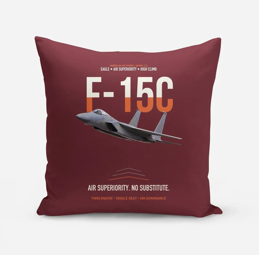 F-15C Eagle Air Superiority No Substitute design on dark red pillow