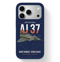 Thumbnail for Saab AJ 37 Viggen design on navy blue magsafe iphone case, for iPhone 17 Pro