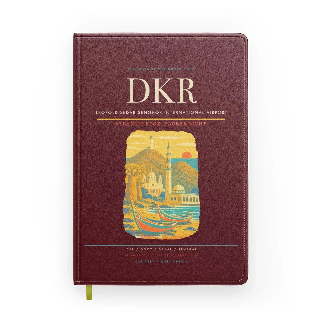 Leopold Sedar Senghor International Airport (DKR) design on dark red notebook