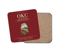 Thumbnail for OKC Will Rogers International Airport (OKC) design on dark red 1 piece coaster