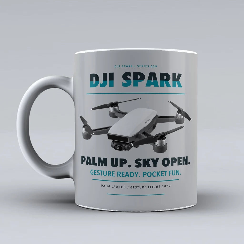 Spark Mug design on light gray dji