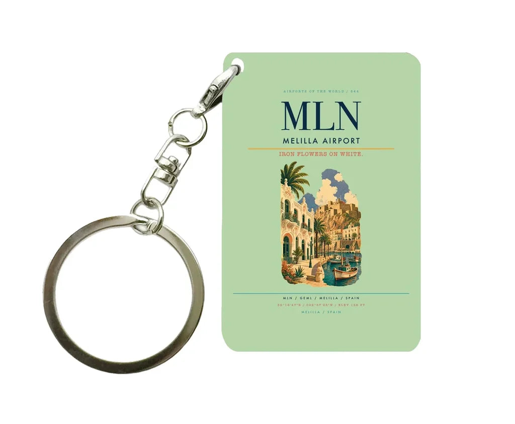 Melilla Airport (MLN) design on light green key chain